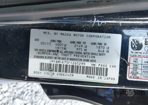 2015 Mazda Mazda3 I Sport from USA, damaged, VIN JM1BM1K75F1265299